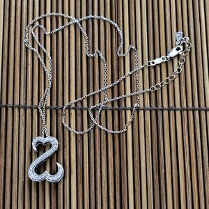 14k Diamond Open Heart White Gold Necklace